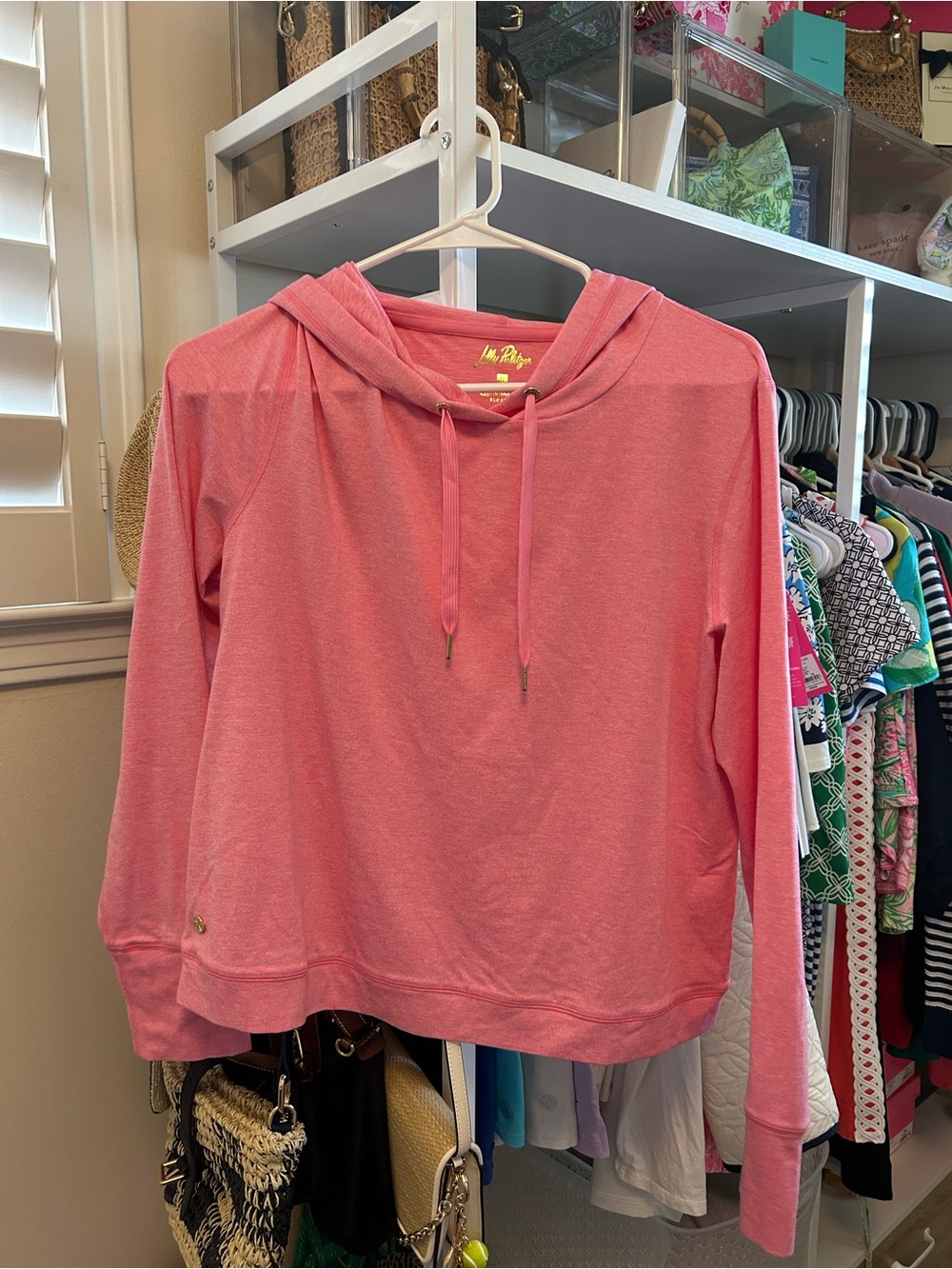 Lilly Pulitzer Pink Lightweight Hoodie with Drawstring